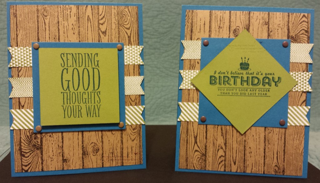 Lots of fun creating these cards Hardwood Stamp and See ya Later stamp and Perfect Pennants Stamp set