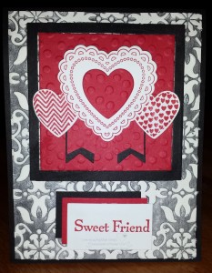 Hearts of Flutter combined with Vintage Embossing folder and Banner punch tool