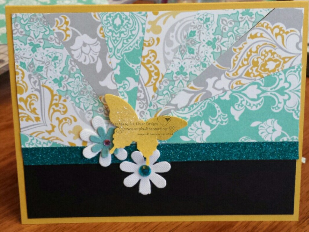 Star Burst cards made with Stampin Up Designer paper and embellishments.