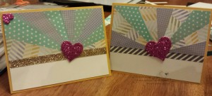 Star Burst card made with Stampin Up Designer paper and embellishments.