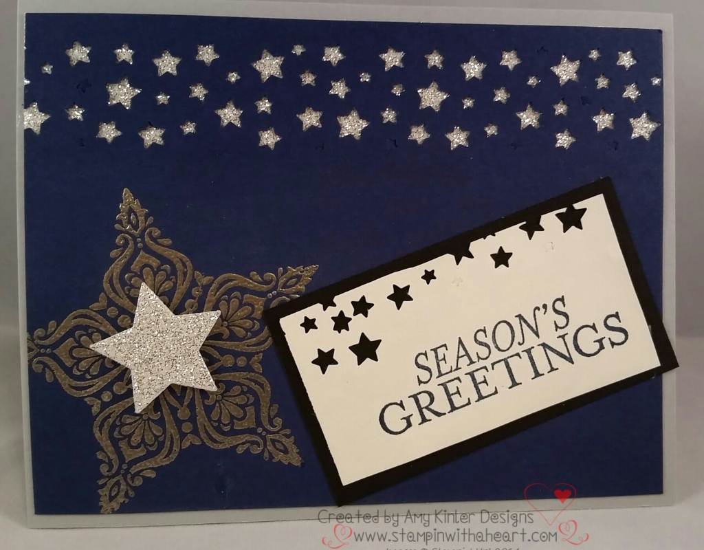 Christmas card with Bright and beautiful and star border punch