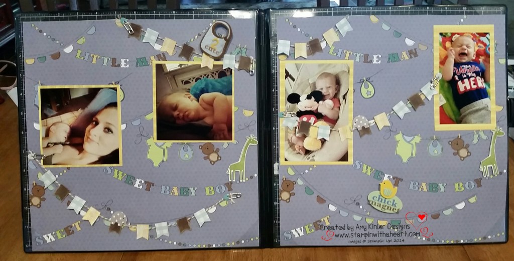 page 5 created at the crop. Used the banner punch and Zoobabies from Stampin' Up!