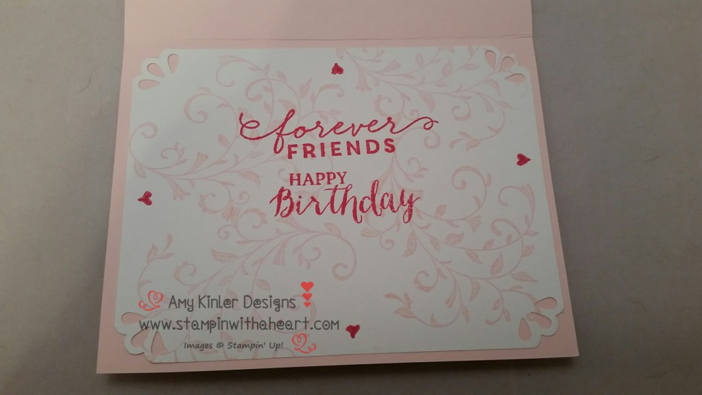 Inside of Card with At First Sight and Rose Wonder stamp Sets
