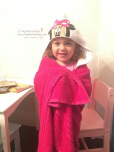 Parker with her Minnie Mouse towel